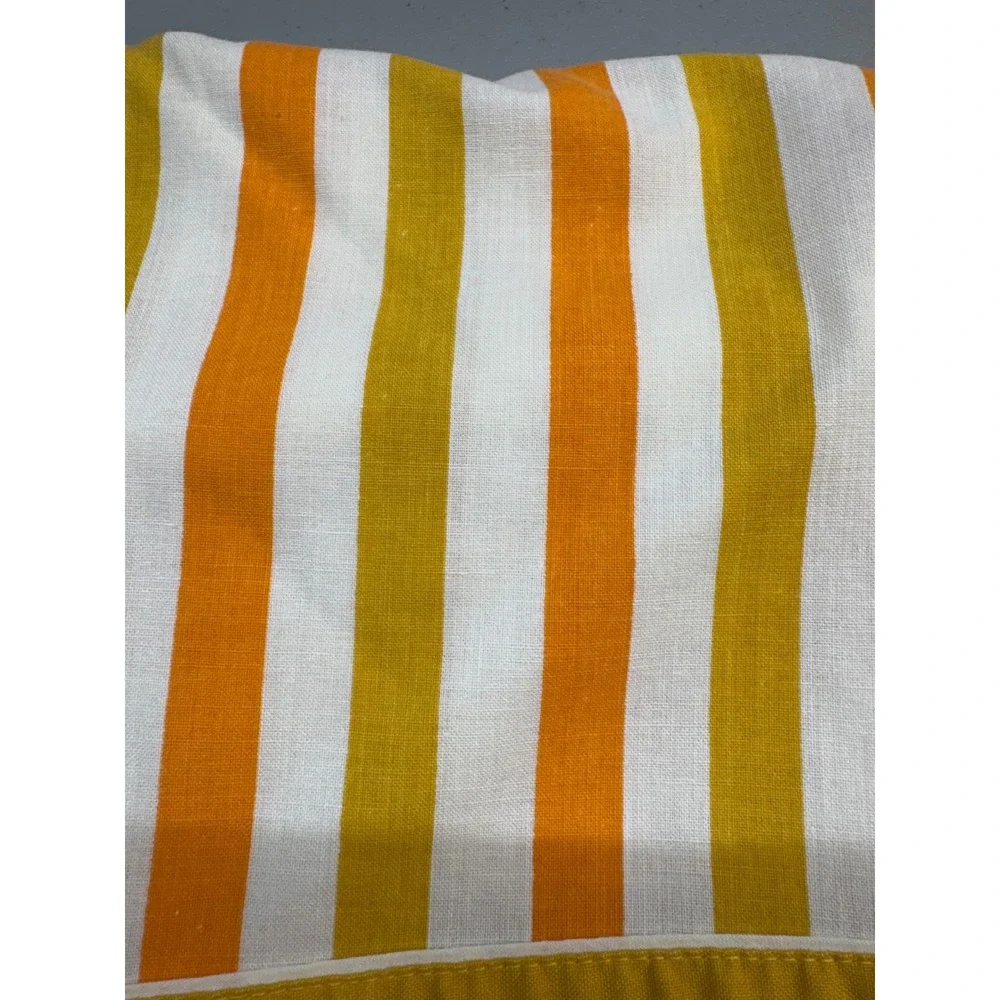 VTG Fashion Manor Striped Double Full Flat Sheet Orange Mustard White Retro 70s